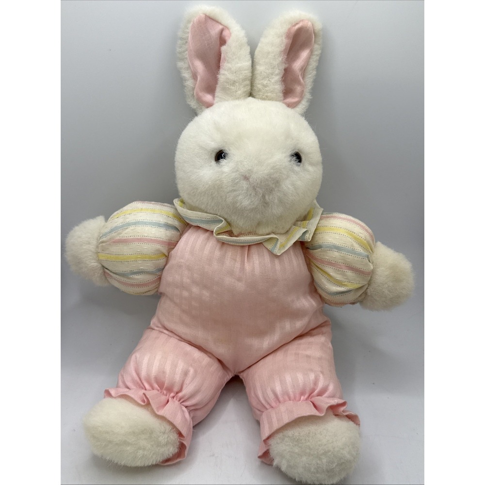 Vtg‎ Bantam Pink Outfit Cloth Bunny Rabbit Rattle Stuffed Plush